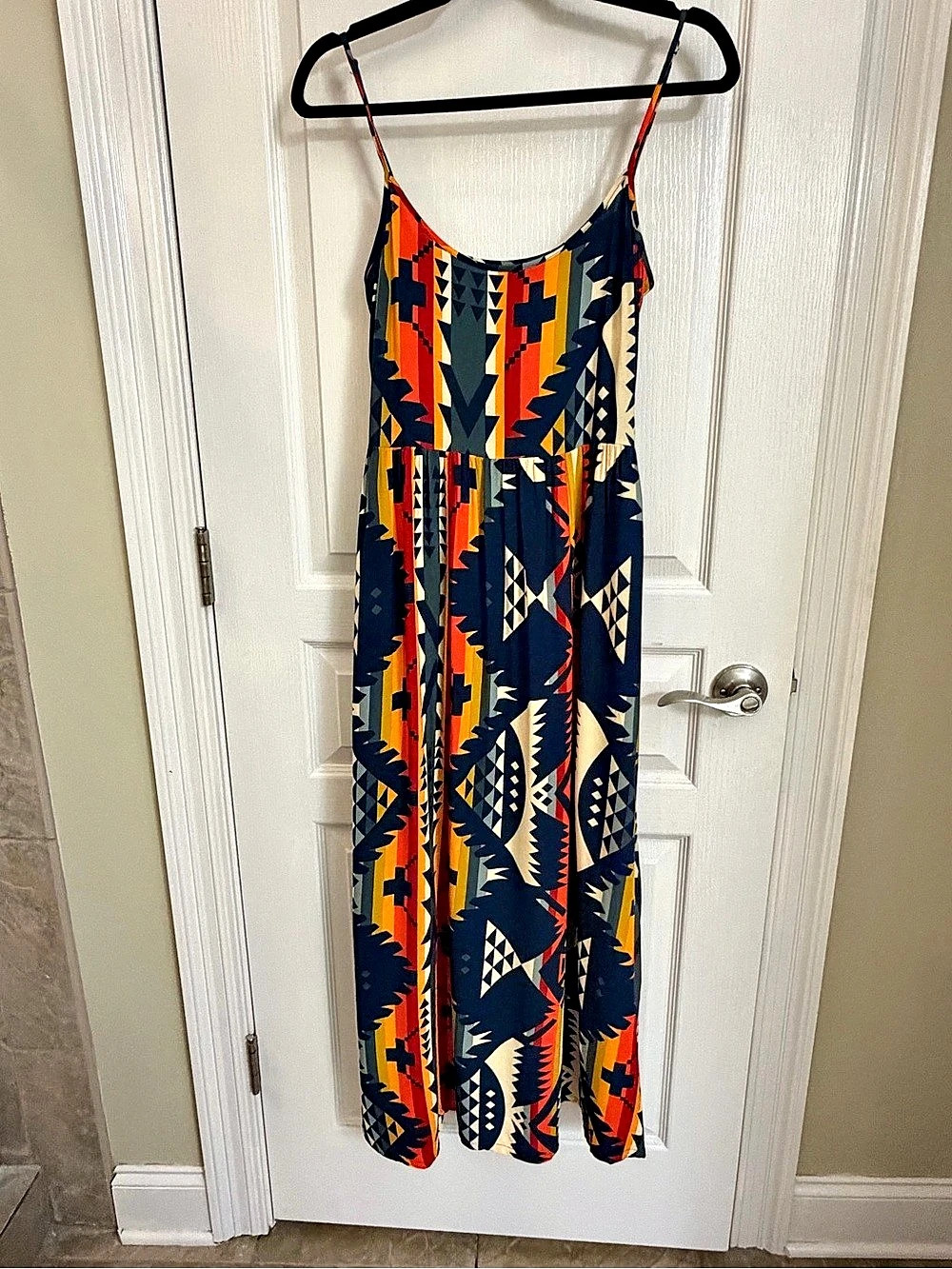Pendleton Nehalem Strappy Maxi Dress Blue & Orange XS